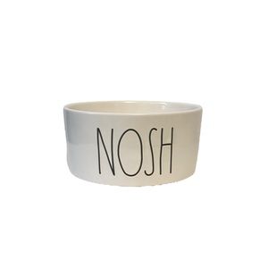 Rae‎ Dunn Ceramic Dog "Nosh" Cute Spring Winter Food Bowl White